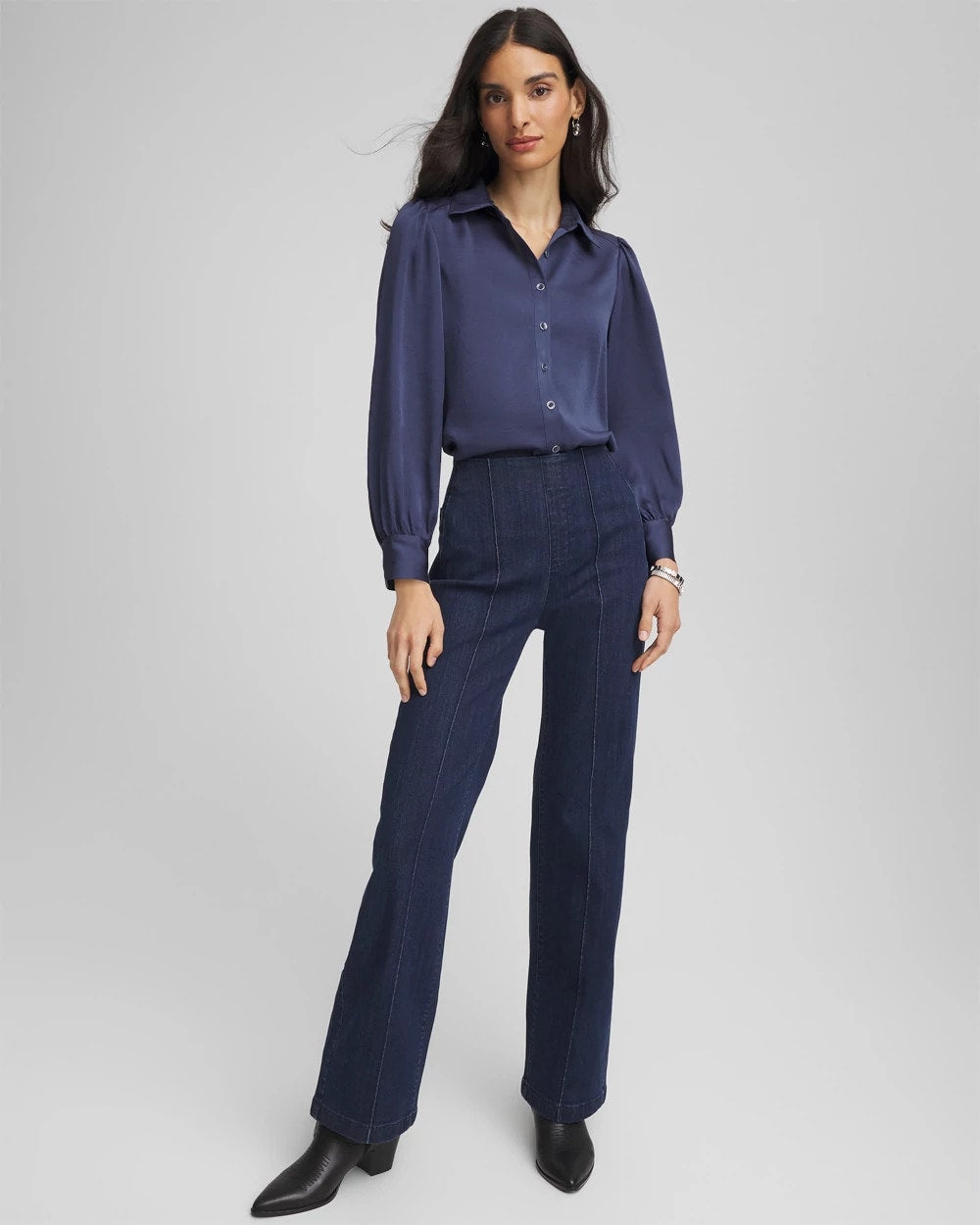 Chico's Great Value | Puff Sleeve Satin Blouse