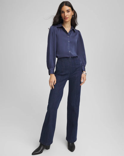 Chico's Great Value | Puff Sleeve Satin Blouse