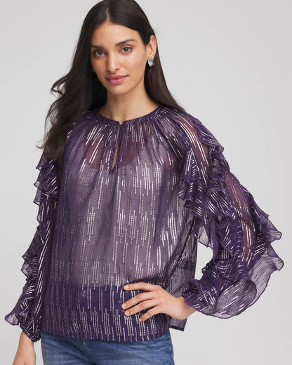 Chico's Discount | Georgette Ruffle Sleeve Blouse