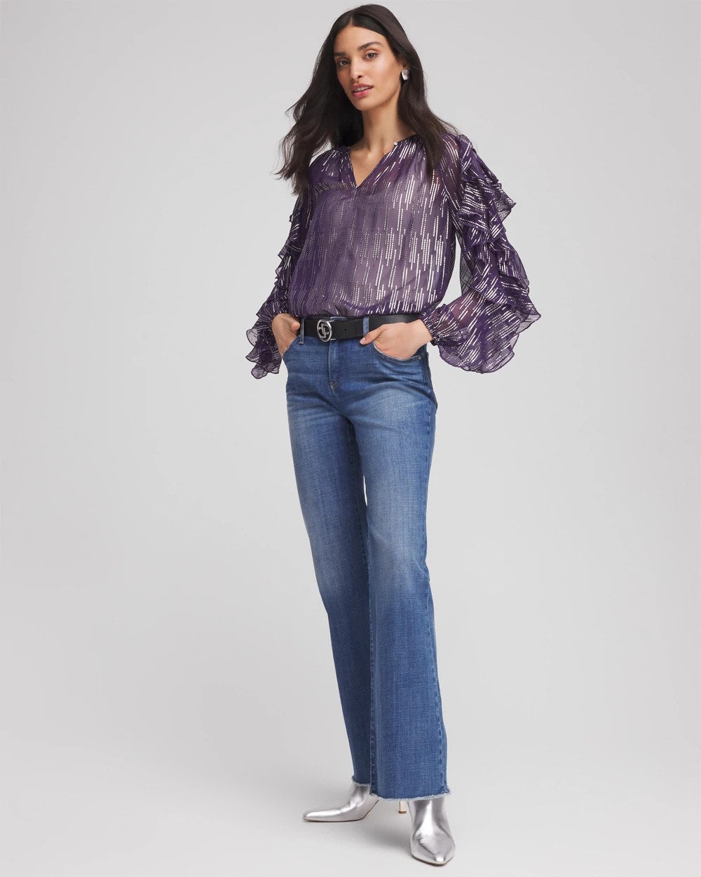 Chico's Discount | Georgette Ruffle Sleeve Blouse