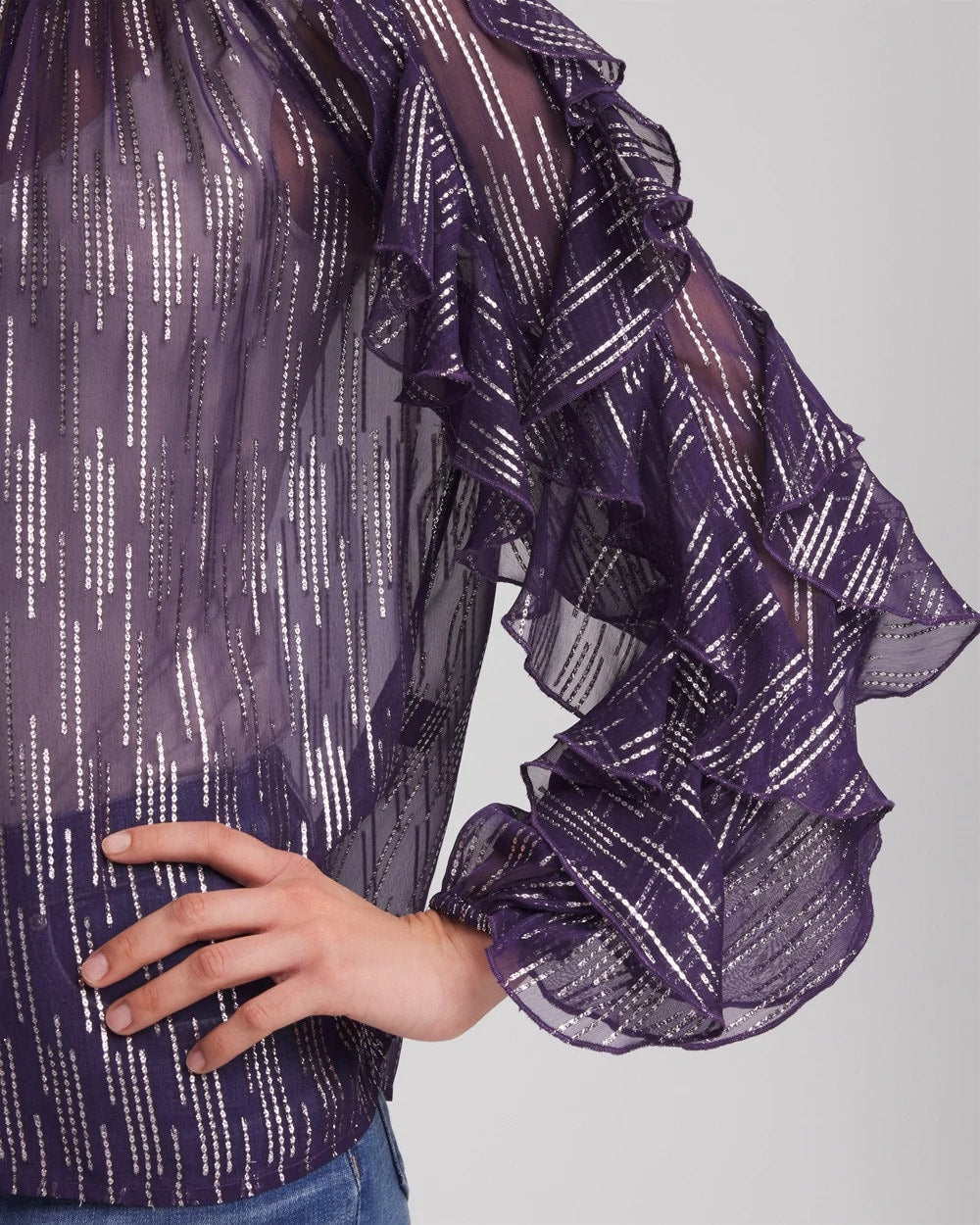 Chico's Discount | Georgette Ruffle Sleeve Blouse