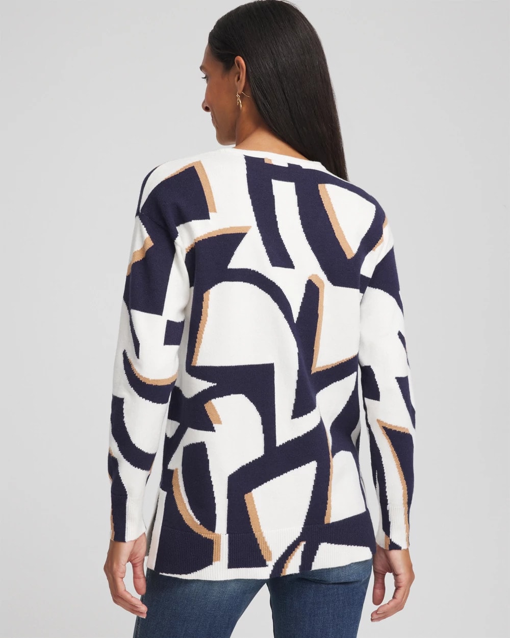 Chico's Signature | Geo Intarsia V-Neck Tunic