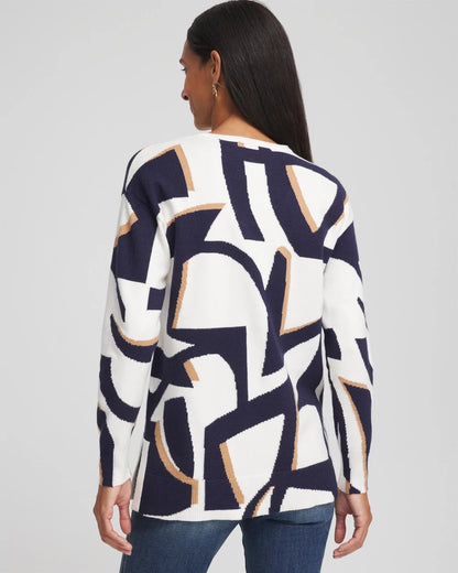 Chico's Signature | Geo Intarsia V-Neck Tunic
