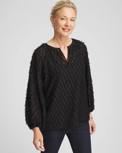 Chico's Recommended | Feathered Pullover Peasant Blouse
