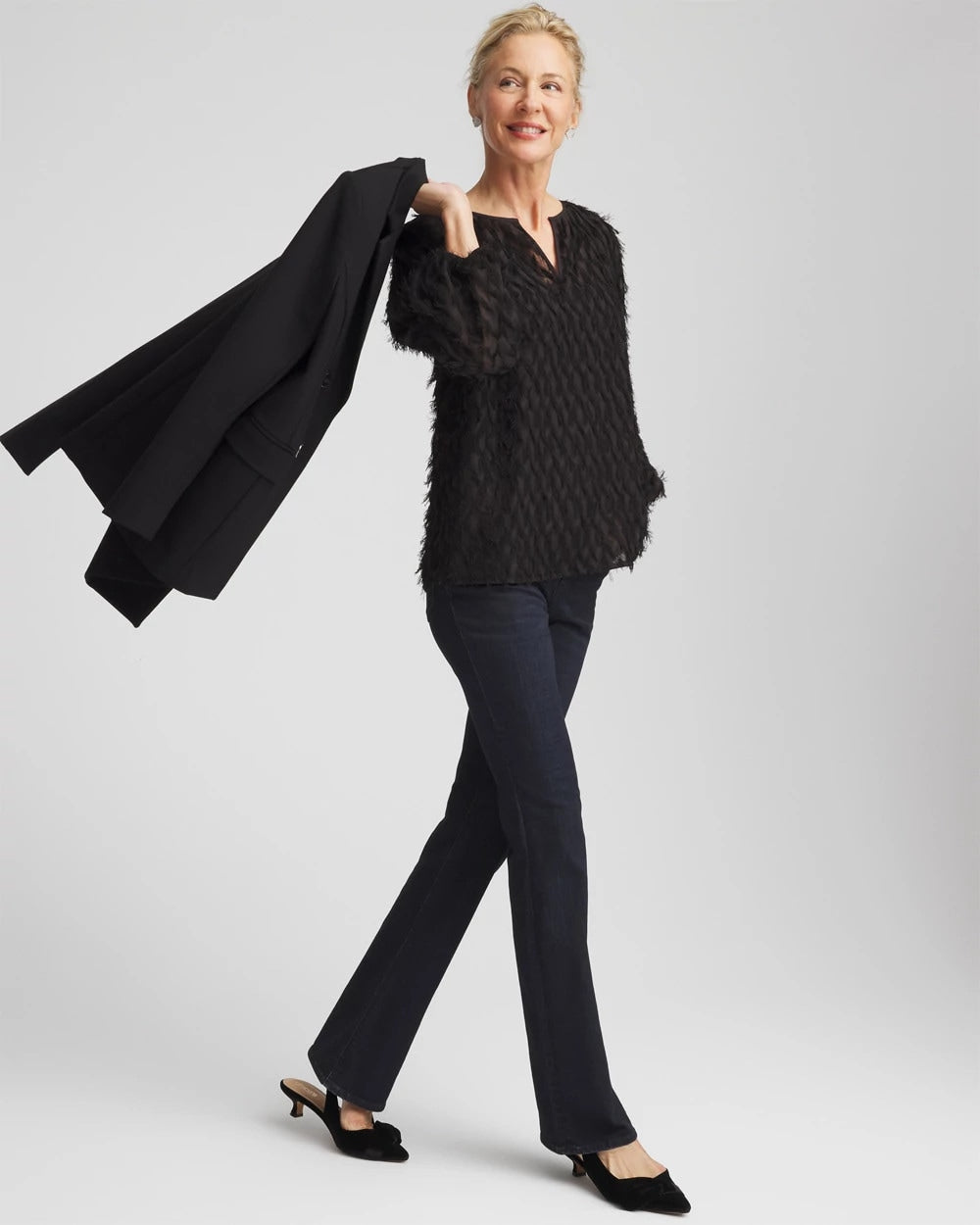 Chico's Recommended | Feathered Pullover Peasant Blouse