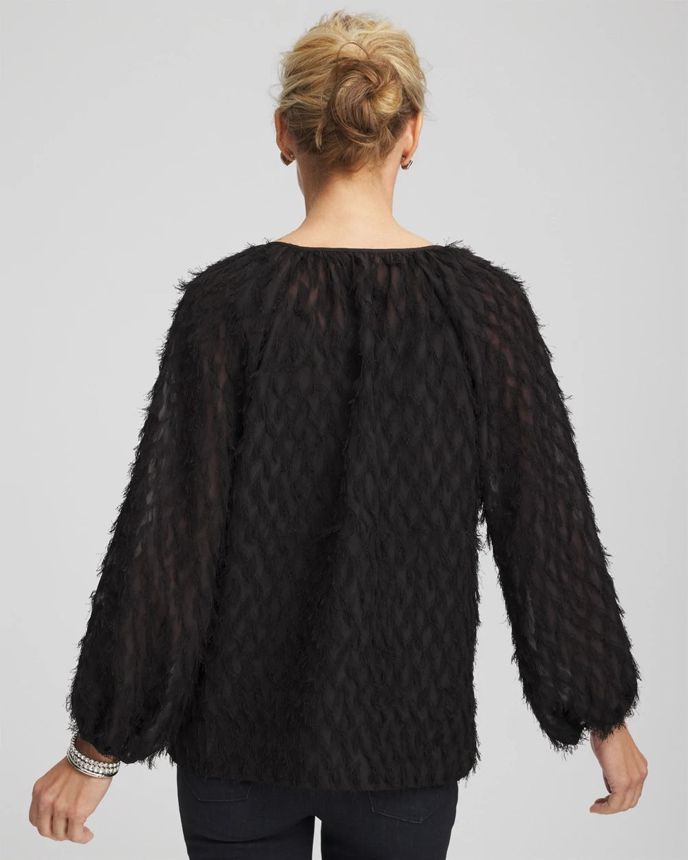 Chico's Recommended | Feathered Pullover Peasant Blouse