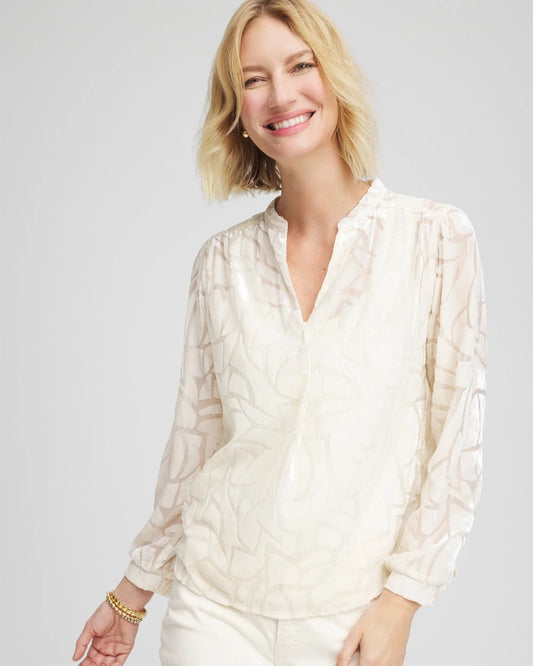 Chico's Best Price | Cream Burnout Pullover Blouse