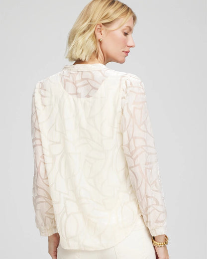 Chico's Best Price | Cream Burnout Pullover Blouse