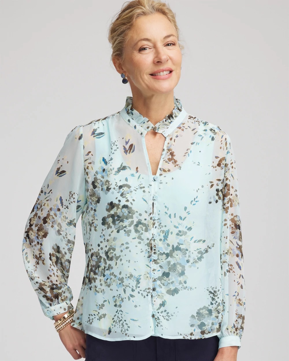 Chico's Top Pick | Floral Georgette Peasant Blouse