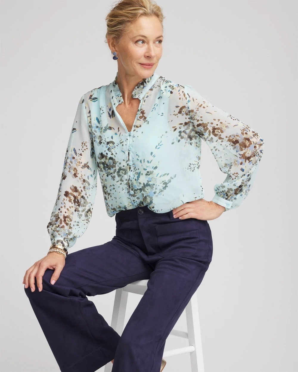 Chico's Top Pick | Floral Georgette Peasant Blouse