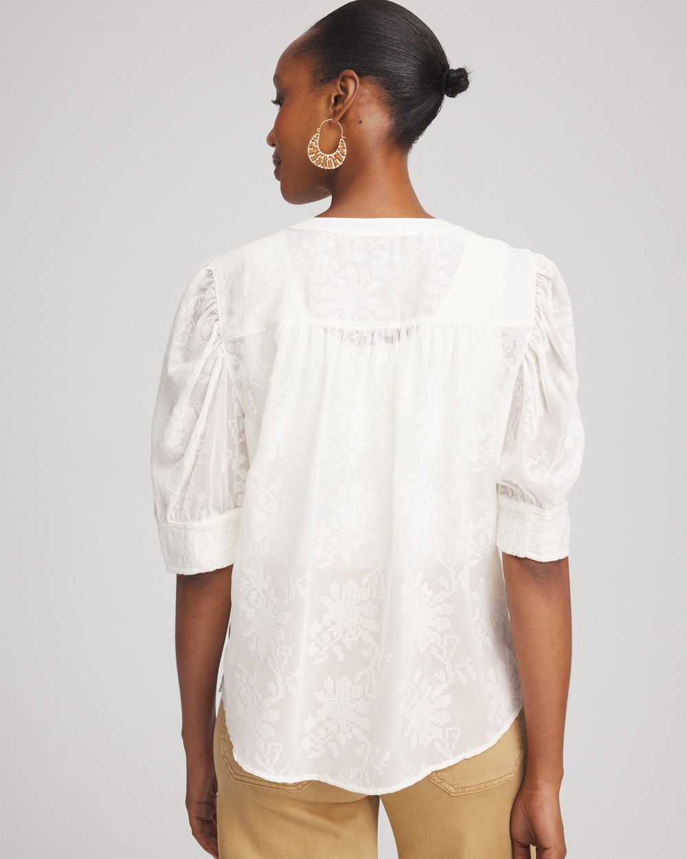 Chico's Hot Sale | Chiffon Puff Sleeve Shirt