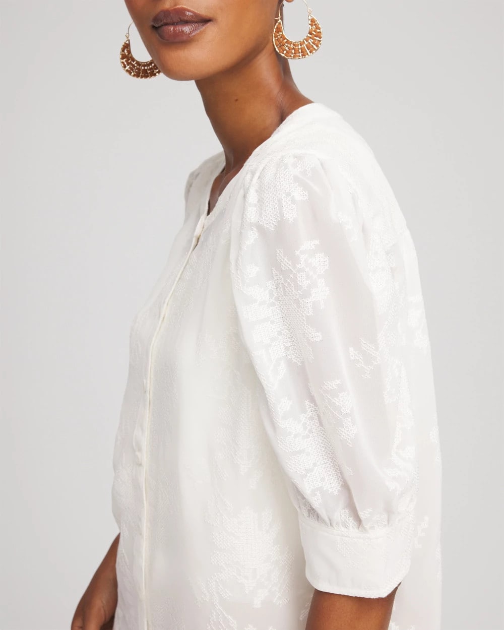 Chico's Hot Sale | Chiffon Puff Sleeve Shirt