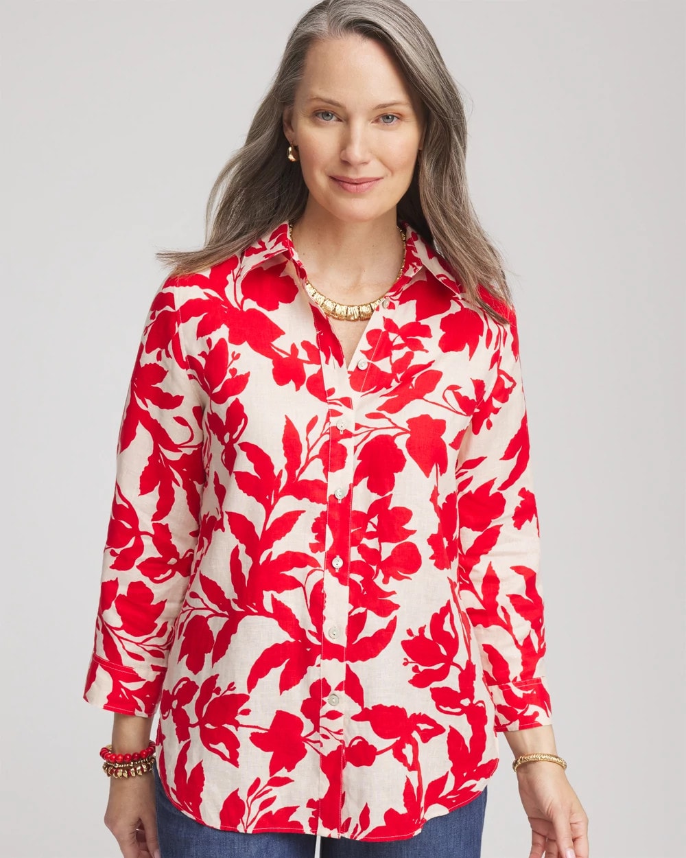 Chico's Best Price | No Iron™ Floral Linen Shirt