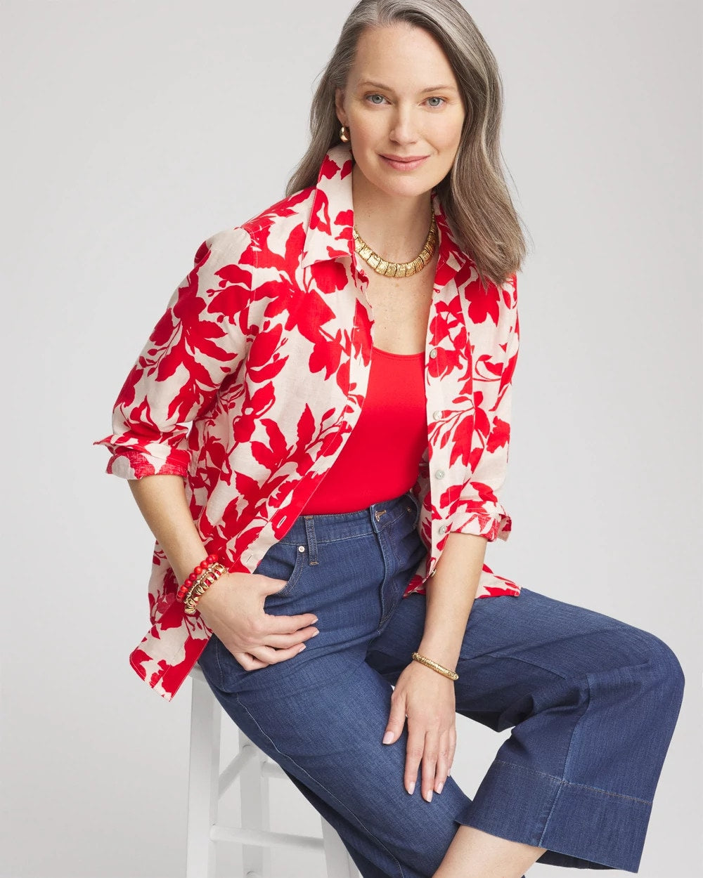 Chico's Best Price | No Iron™ Floral Linen Shirt