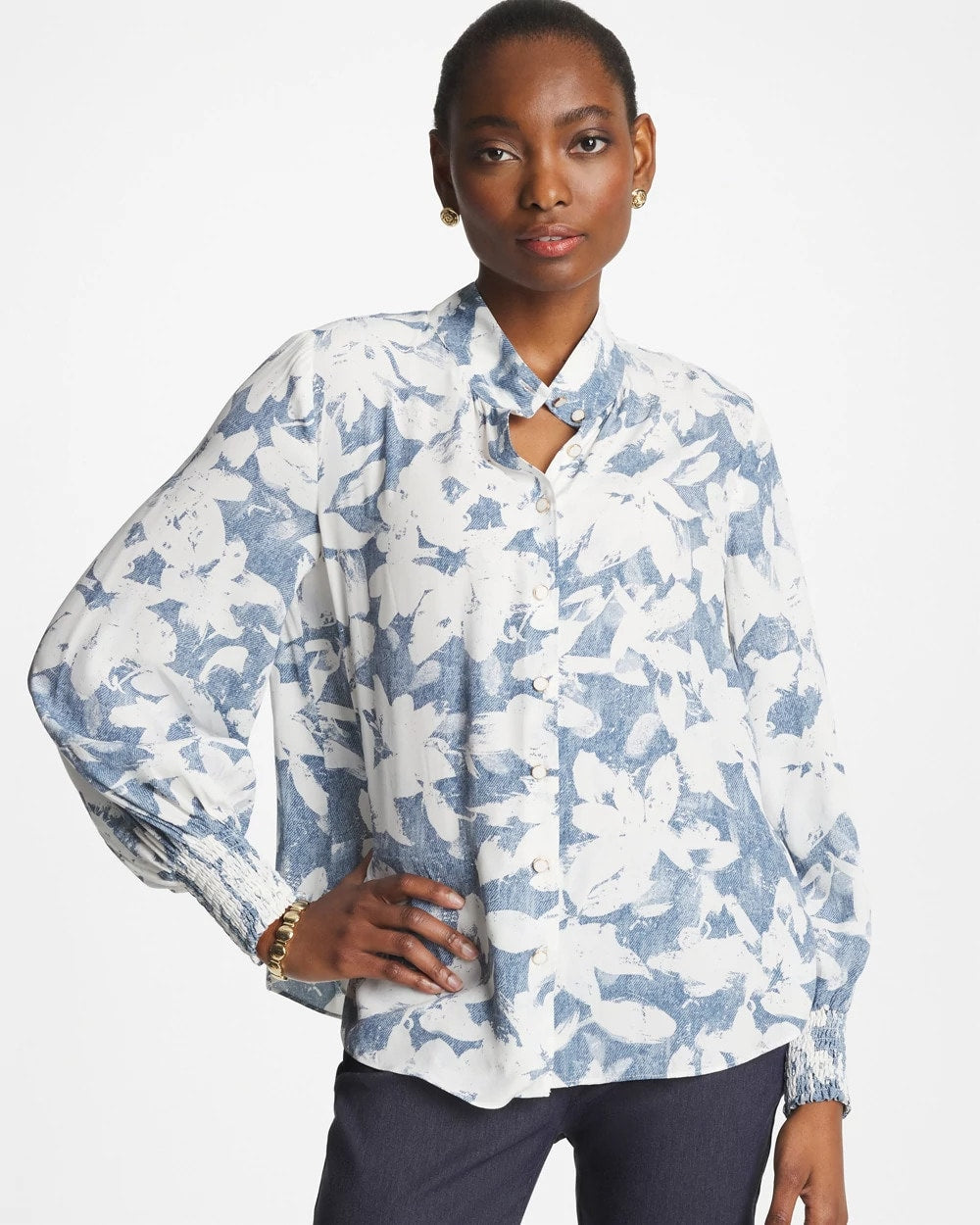 Chico's Quality | Faux Silk Mockneck Blouse