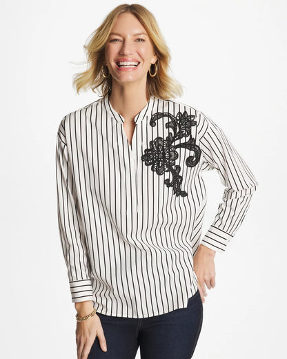 Chico's Value | Striped Poplin Applique Tunic