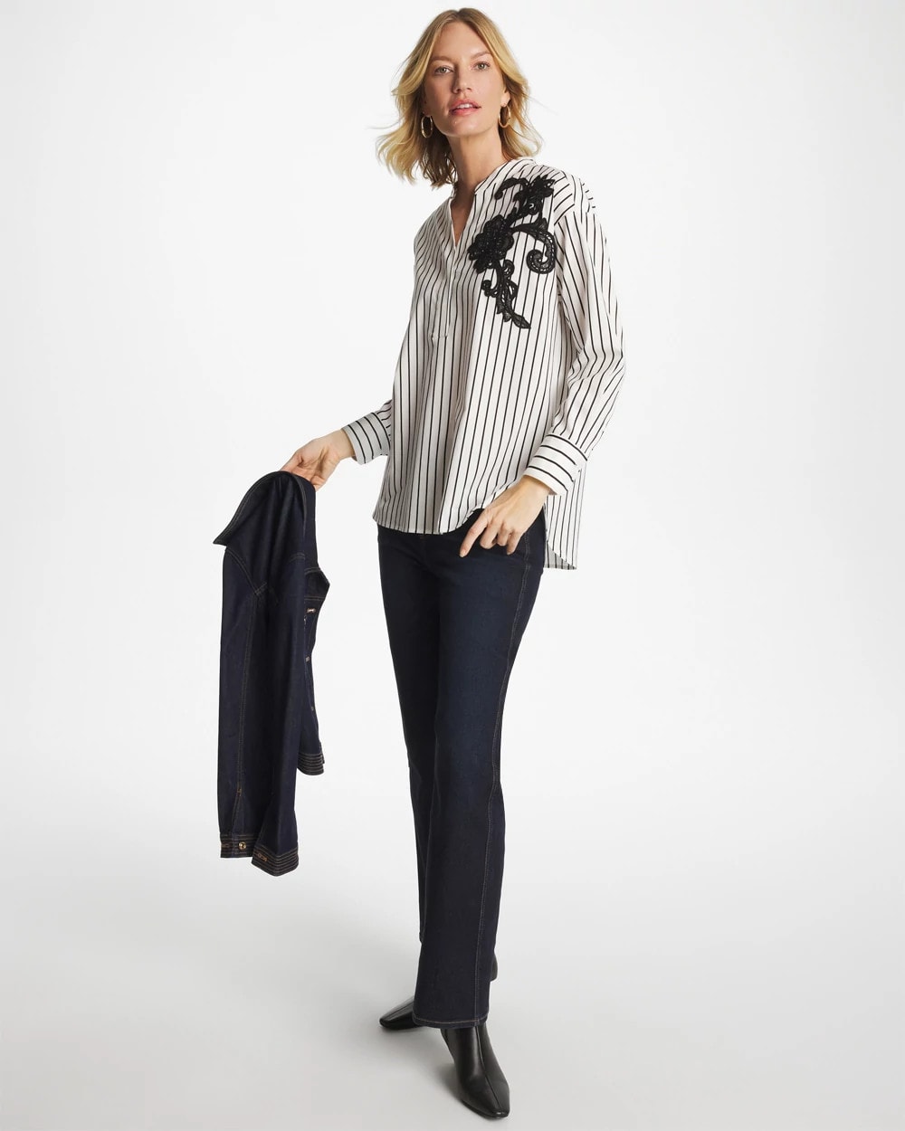 Chico's Value | Striped Poplin Applique Tunic