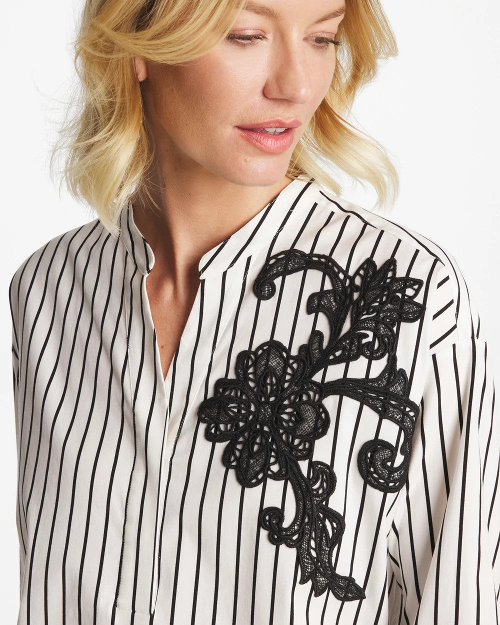 Chico's Value | Striped Poplin Applique Tunic