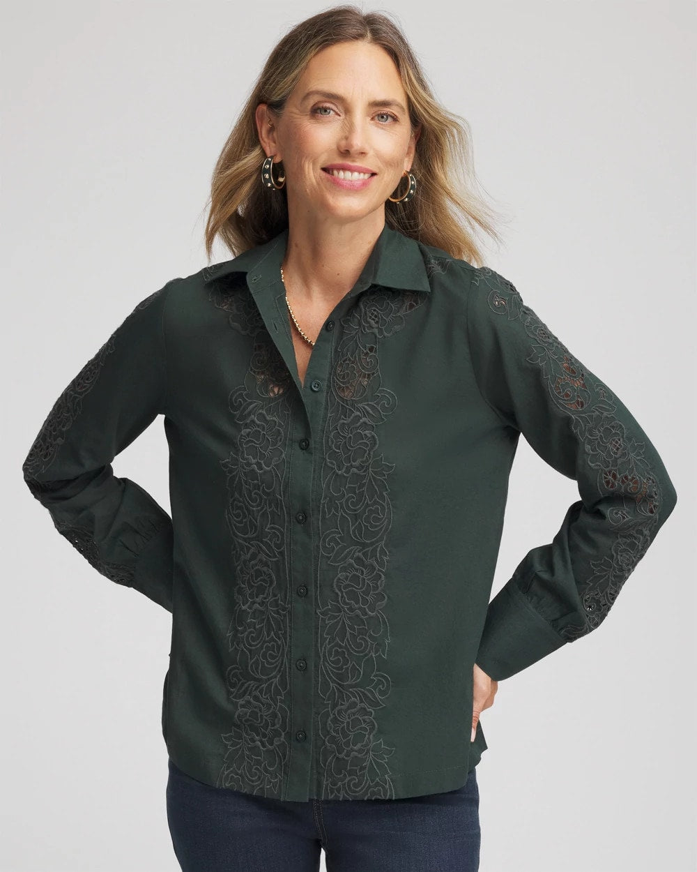 Chico's Classic | Lace Cotton Voile Shirt