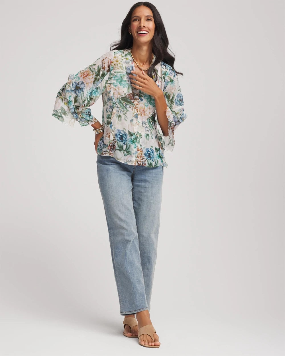 Chico's Deals | Georgette Ruffled V-Neck Blouse