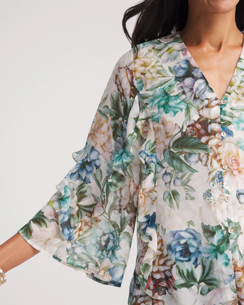 Chico's Deals | Georgette Ruffled V-Neck Blouse