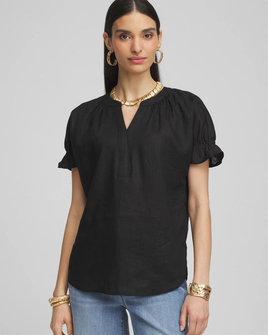Chico's Popular | Linen Flutter-Sleeve Popover Top