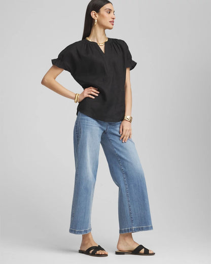 Chico's Popular | Linen Flutter-Sleeve Popover Top