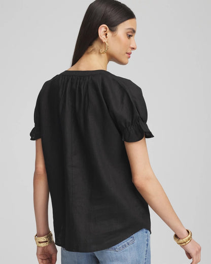Chico's Popular | Linen Flutter-Sleeve Popover Top
