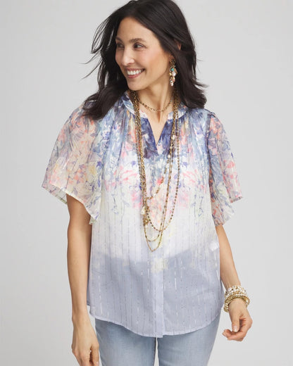 Chico's Featured | Jacquard Flutter-Sleeve Blouse