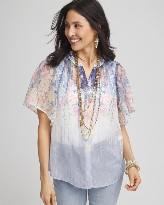Chico's Featured | Jacquard Flutter-Sleeve Blouse