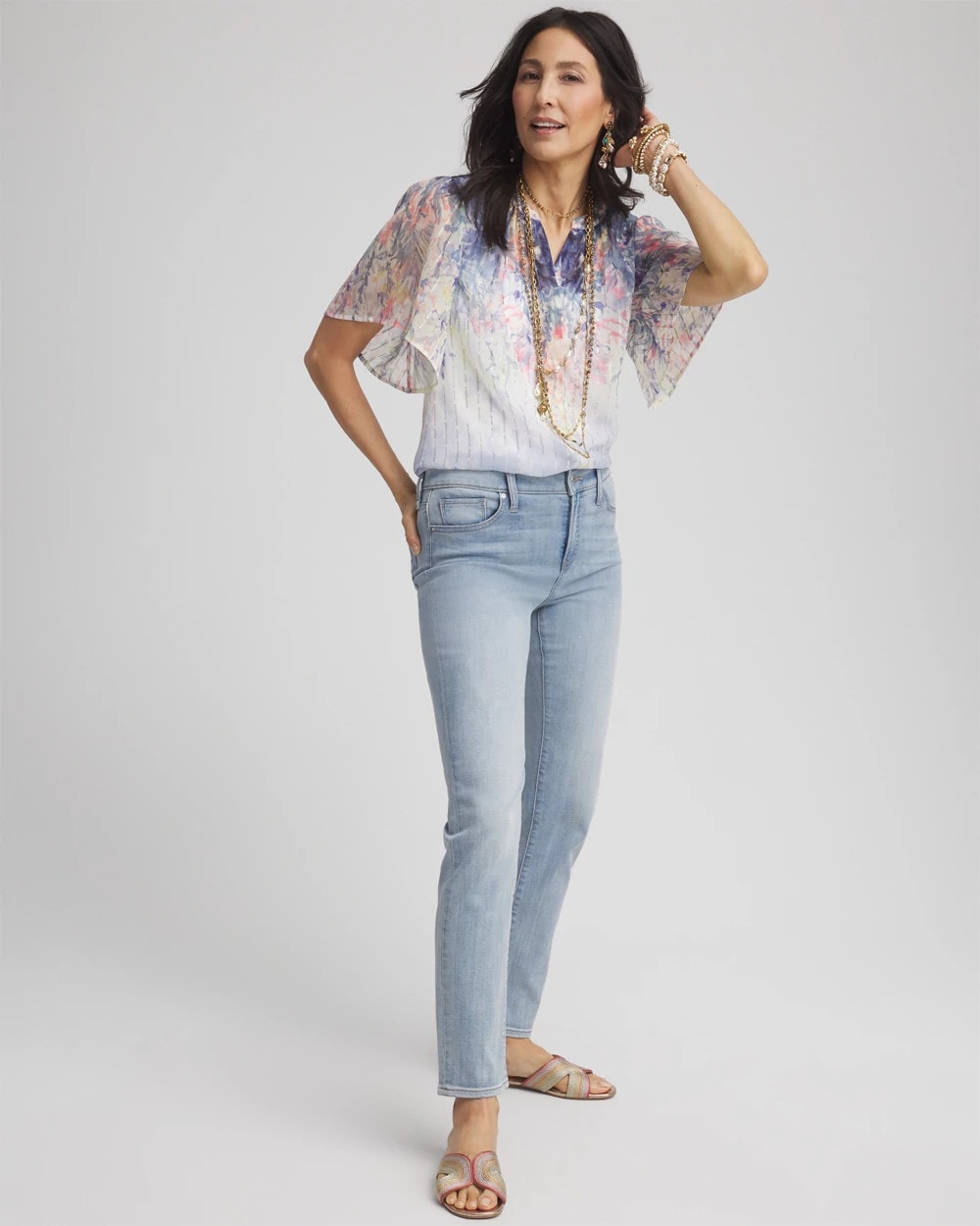 Chico's Featured | Jacquard Flutter-Sleeve Blouse