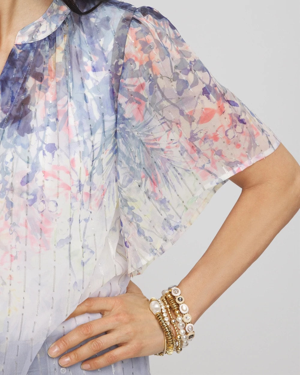 Chico's Featured | Jacquard Flutter-Sleeve Blouse