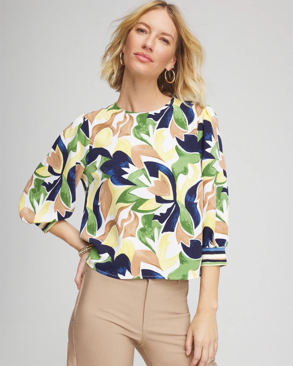 Chico's Deals | Mod Blooms Matte Satin Pullover