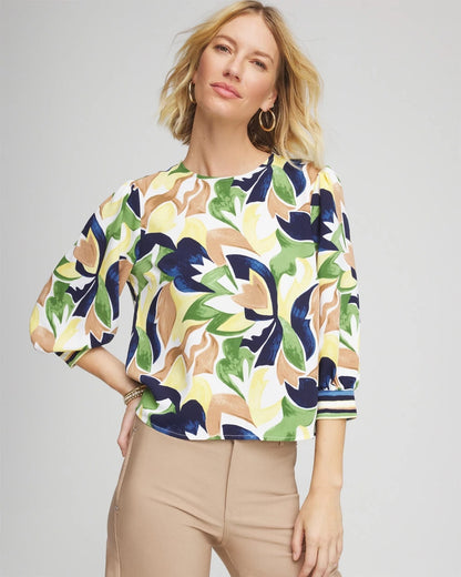 Chico's Deals | Mod Blooms Matte Satin Pullover
