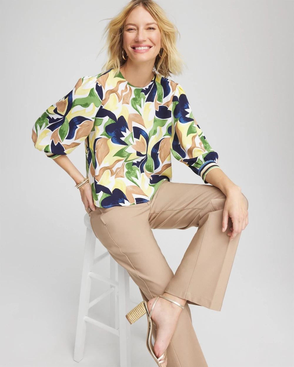 Chico's Deals | Mod Blooms Matte Satin Pullover