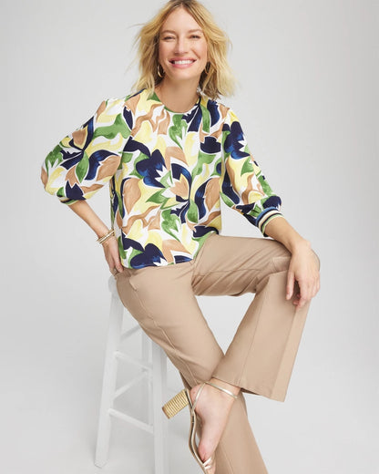Chico's Deals | Mod Blooms Matte Satin Pullover