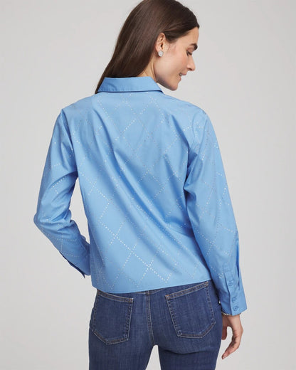 Chico's Hot Sale | Embellished Stretch Cotton Collared Shirt