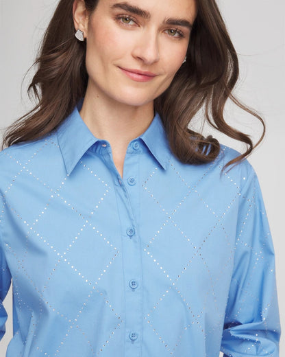Chico's Hot Sale | Embellished Stretch Cotton Collared Shirt
