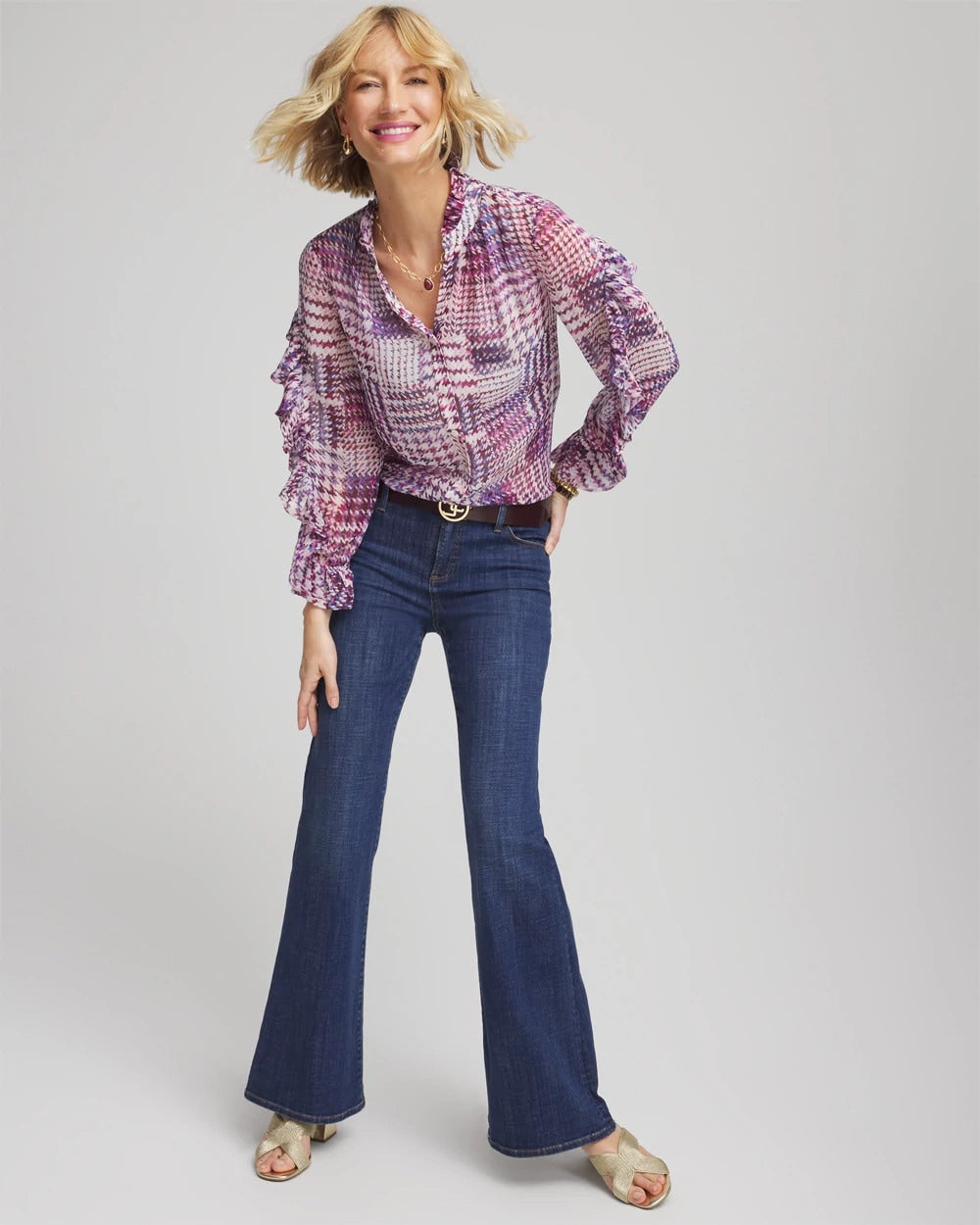 Chico's Recommended | Gingham-Print Georgette Blouse