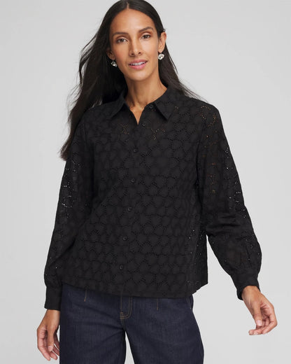 Chico's Discount | Heart Eyelet Shirt
