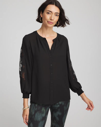Chico's Essential | Crepe Banded Collar Blouse