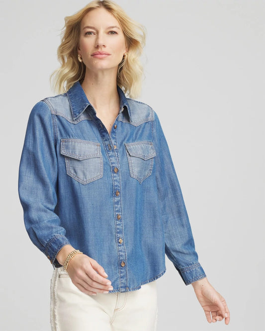 Chico's Everyday | Tencel™ Colorblock Classic-Fit Shirt