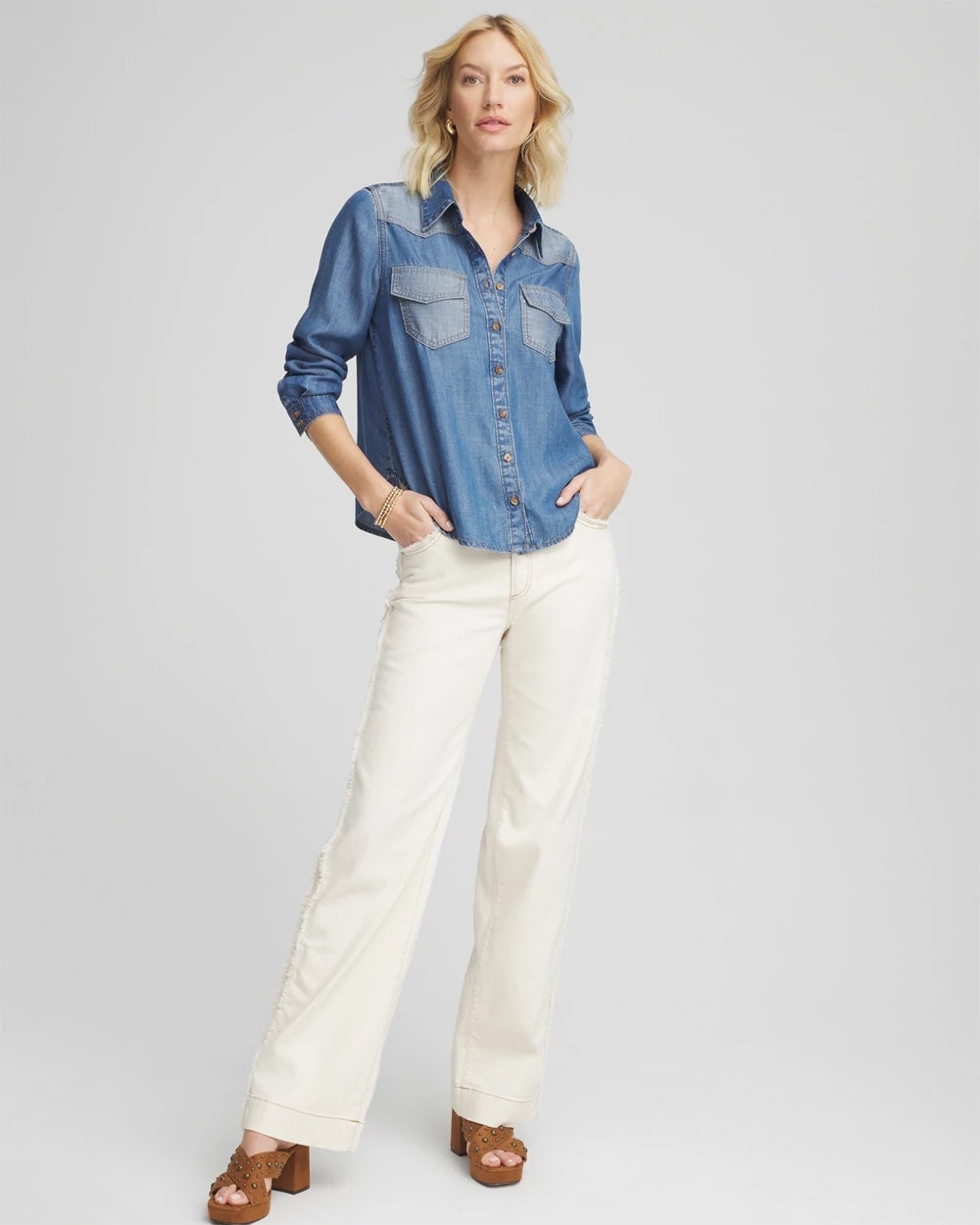 Chico's Everyday | Tencel™ Colorblock Classic-Fit Shirt