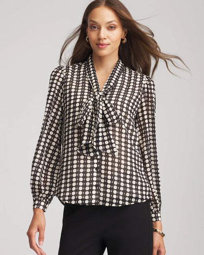 Chico's Trusted | Clip-Dot Tie-Front Blouse