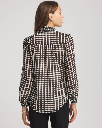 Chico's Trusted | Clip-Dot Tie-Front Blouse