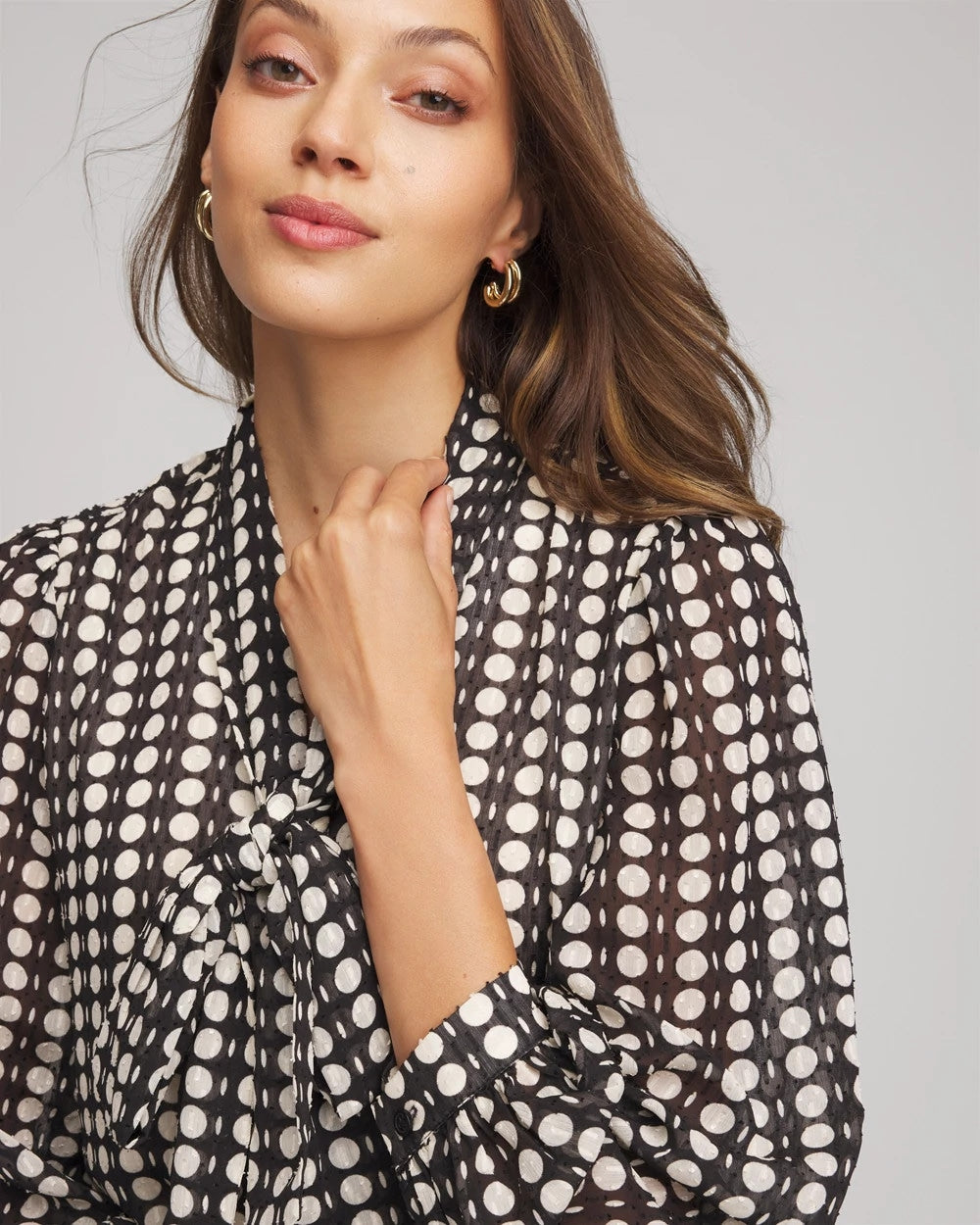 Chico's Trusted | Clip-Dot Tie-Front Blouse
