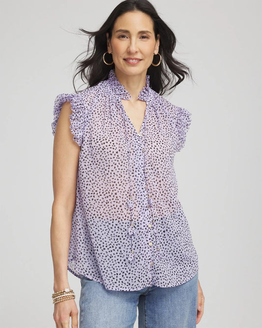 Chico's Best Seller | Cheetah Print Ruffle-Collar Blouse