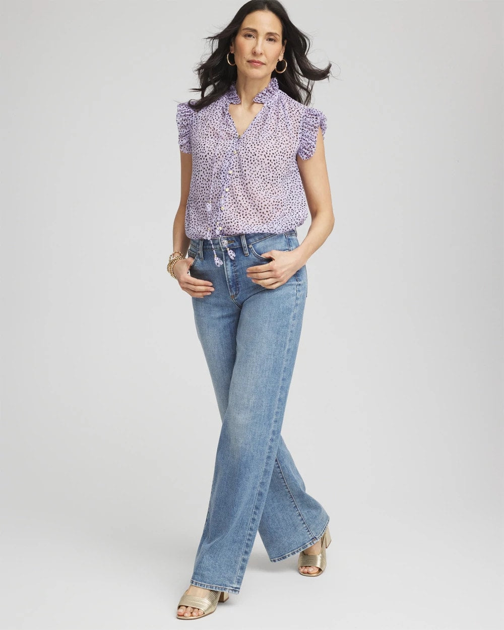 Chico's Best Seller | Cheetah Print Ruffle-Collar Blouse