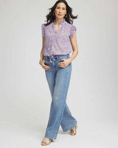 Chico's Best Seller | Cheetah Print Ruffle-Collar Blouse
