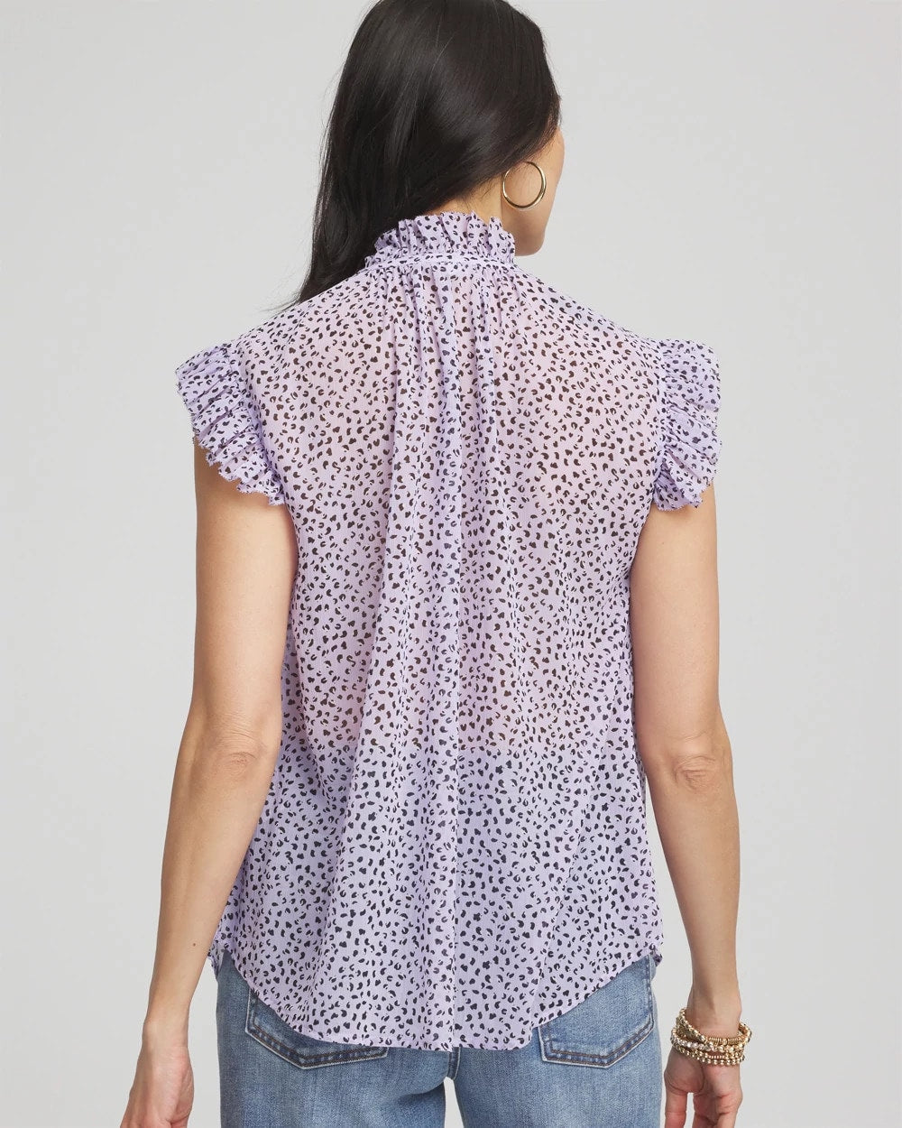 Chico's Best Seller | Cheetah Print Ruffle-Collar Blouse